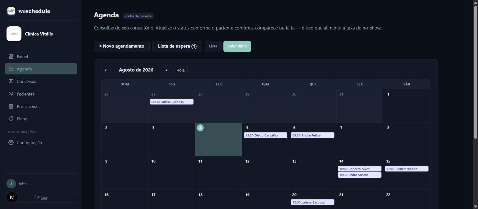 Agenda em calendário